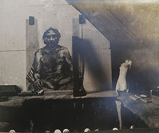 painting of jorge lovato at plaza escalante gallery